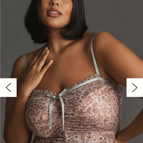 Anthropologie Sheer Mesh Midi Dress Size Large | Bodycon Ruched - Picture 9 of 16